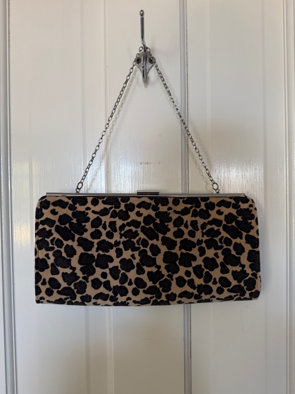 Source Unknown Leopard-Print Chain Clutch - Black & Tan